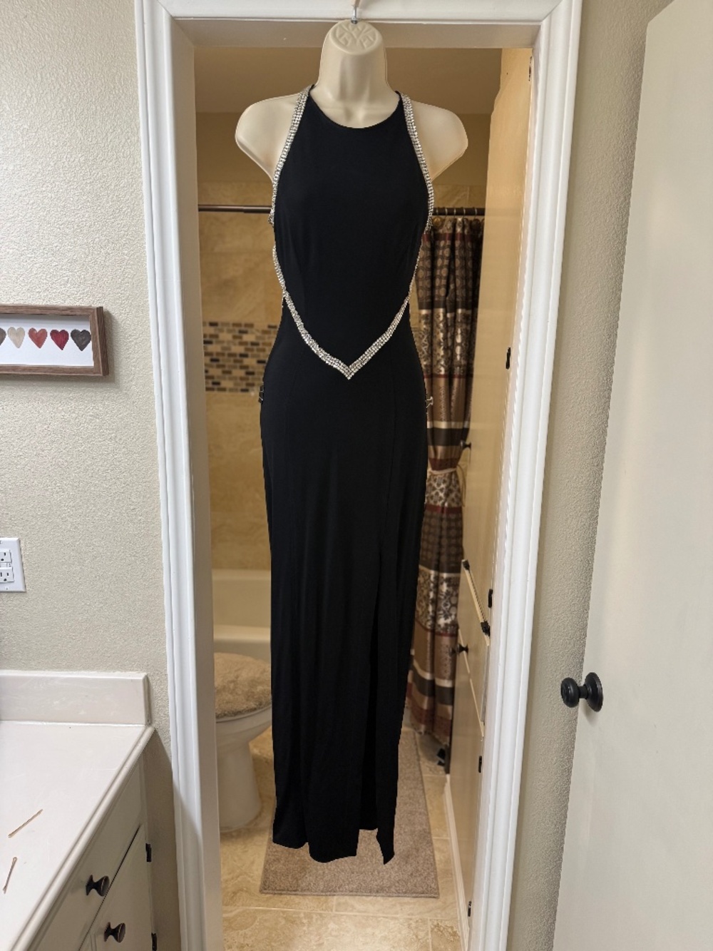 Vintage 1990s Black Rhinestone Halter